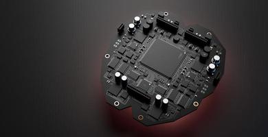 the variety of different types of chips and electronic components on the printed circuit board photo