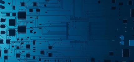 the variety of different types of chips and electronic components on the printed circuit board photo