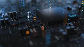 the variety of different types of chips and electronic components on the printed circuit board photo