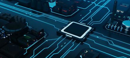 the variety of different types of chips and electronic components on the printed circuit board photo