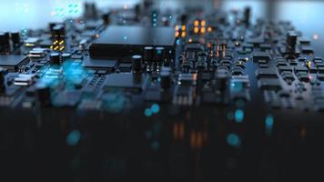 the variety of different types of chips and electronic components on the printed circuit board photo
