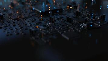 the variety of different types of chips and electronic components on the printed circuit board photo