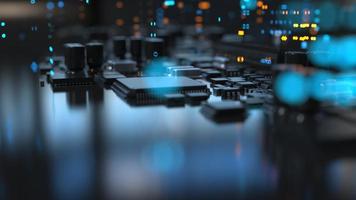 the variety of different types of chips and electronic components on the printed circuit board photo