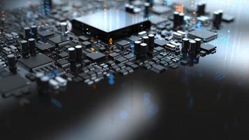 the variety of different types of chips and electronic components on the printed circuit board photo