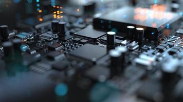 the variety of different types of chips and electronic components on the printed circuit board photo