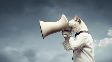 Cat with megaphone. Illustration photo