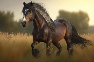 Horse in natural background. Illustration AI Generative photo