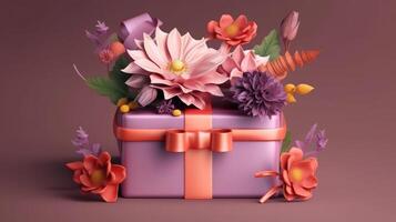Gift box with flowers Illustration photo