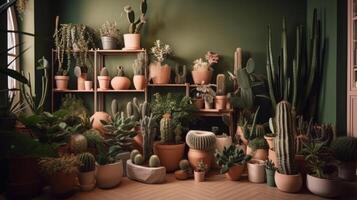 Big cacti collection. Illustration photo