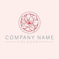 Beauty and cosmetics logo design. Magnolia flower vector logotype. Floral logo template.