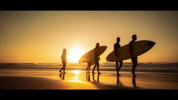 Summer background with surfers. Illustration photo