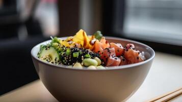 Poke bowl. Illustration photo