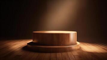 Empty wooden podium. Illustration photo