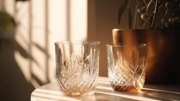 Modern interior glasses. Illustration photo