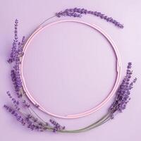 Lavender circle frame. Illustration AI Generative photo