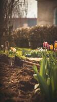 primavera jardinería. ilustración ai generativo foto