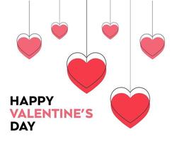 Valentines day abstract background with hearts on red background. Vector