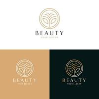 Beauty and cosmetics logo design. Abstract flower and leaves  vector logotype. Floral logo template.