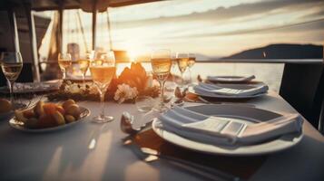 Laid table in a restaurant Illustration photo