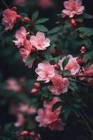 rosado flores en árbol. ilustración ai generativo foto