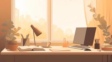 Modern Working Desk. Illustration photo