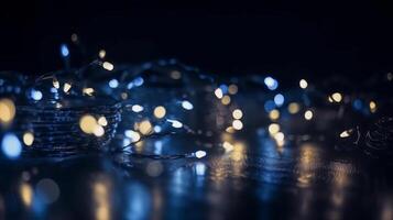 Blue bokeh lights background. Illustration photo