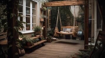 House terrace with swings Illustration photo