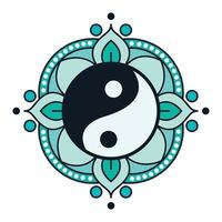 Yin Yang mandala colorful vector icon design. Flat icon.