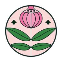 Thistle wild flower colorful vector icon design. Flat icon.