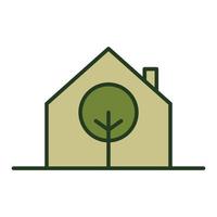 verde casa y árbol vector icono diseño. vistoso eco símbolo icono. plano icono.