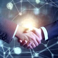 Two businessmen shake hands Illustration photo