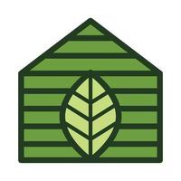 Green house with leaf vector icon design. Colorful eco icon symbol. Flat icon.