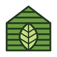 Green house with leaf vector icon design. Colorful eco icon symbol. Flat icon.