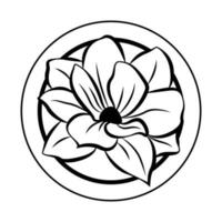 Magnolia flower icon design. Floral circle icon symbol. Flat icon. vector