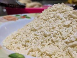 A close up of breadcrumbs on a plate photo