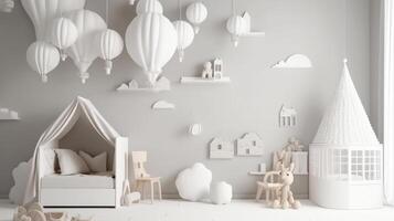 Cute children room. Illustration AI Generative photo