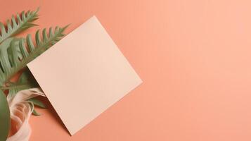 Natural background with blank paper. Illustration photo