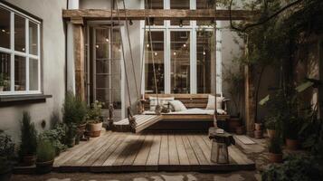 House terrace with swings Illustration photo