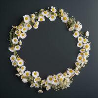 Circle chamomile frame. Illustration photo