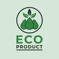 Eco product vector logo design. Avocado in circle logotype. Organic product company logo template.