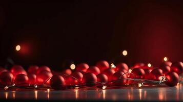 Red Background with Christmas lights Illustration photo