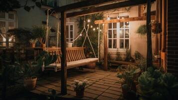House terrace with swings Illustration photo