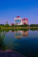 Surabaya, Indonesia, June 2022 - landscape of the Unesa building across from the reservoir photo