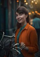 Girl on bicycle. Illustration photo