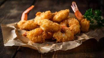 Fried shrimps background. Illustration photo