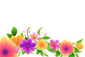 White background with flowers forming half frame spring for Mother's Day, copy space photo