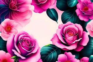 Colorful background illustration with water colors from the spring and roses, flowers, mothers day and valentines season copy space photo