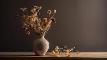 Dry flowers in vase. Illustration photo