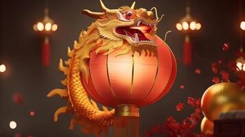 Chinese New Year Background with dragon. Illustration photo
