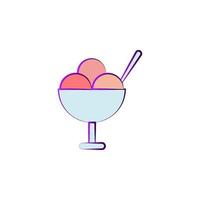 ice-cream in plate colored vector icon
